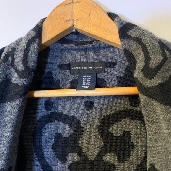 ADRIENNE Vittadini drape collar cardigan gray S/M - Picture 5 of 9